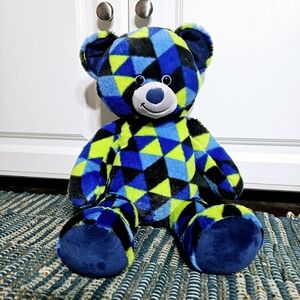Build A Bear Gamer Geometric Blue Lime Green Black Plush